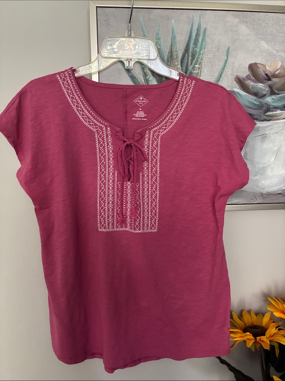 St.John’s Bay Blouse Top Pink SZ M